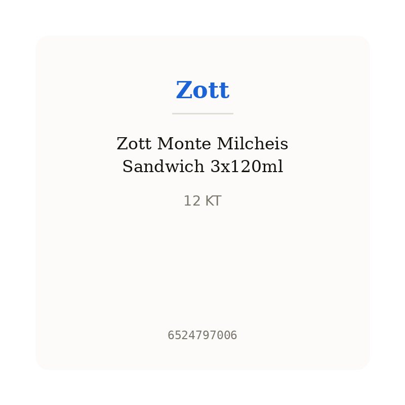 Zott Monte Milcheis Sandwich 3x120ml