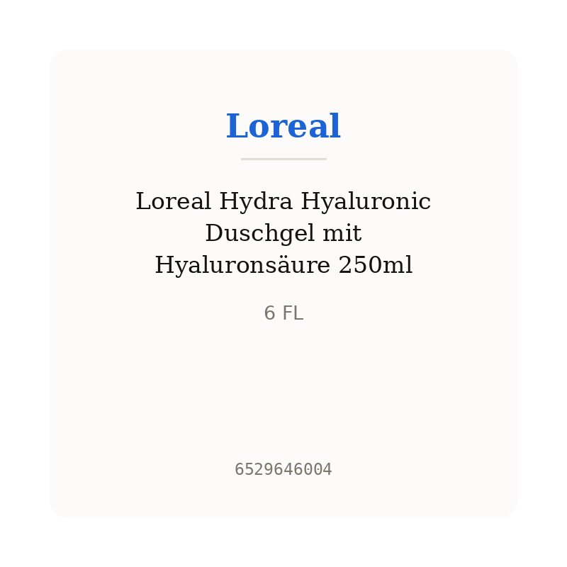Loreal Hydra Hyaluronic Duschgel mit Hyaluronsäure 250ml