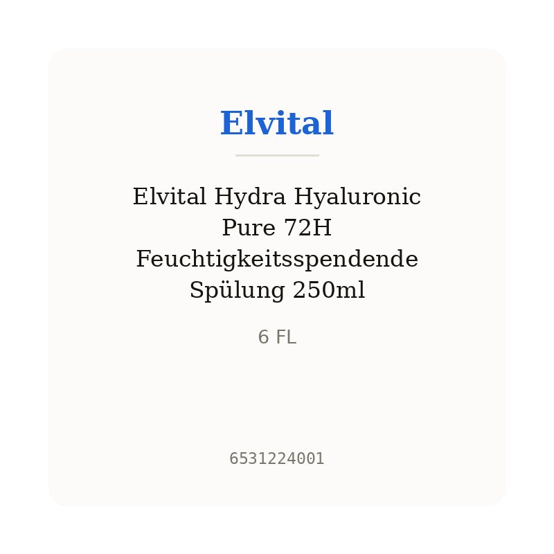 Elvital Hydra Hyaluronic Pure 72H Feuchtigkeitsspendende Spülung 250ml