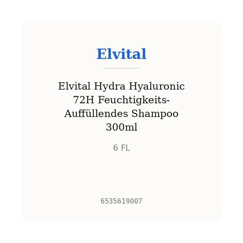 Elvital Hydra Hyaluronic 72H Feuchtigkeits-Auffüllendes Shampoo 300ml