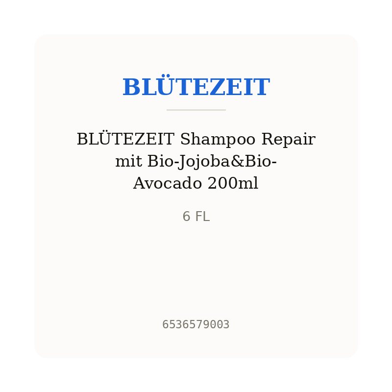 BLÜTEZEIT Shampoo Repair mit Bio-Jojoba&Bio-Avocado 200ml
