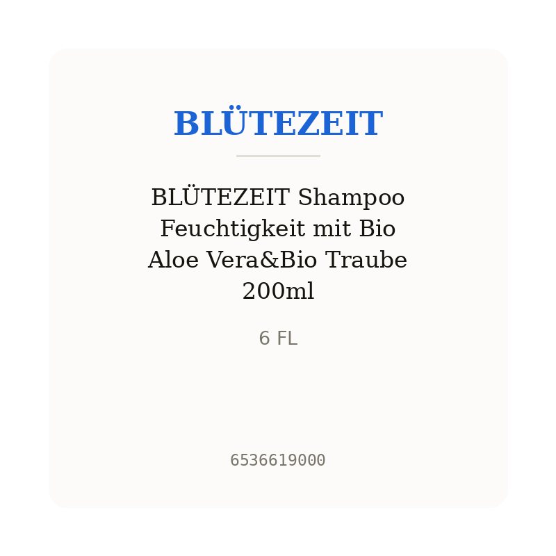 BLÜTEZEIT Shampoo Feuchtigkeit mit Bio Aloe Vera&Bio Traube 200ml