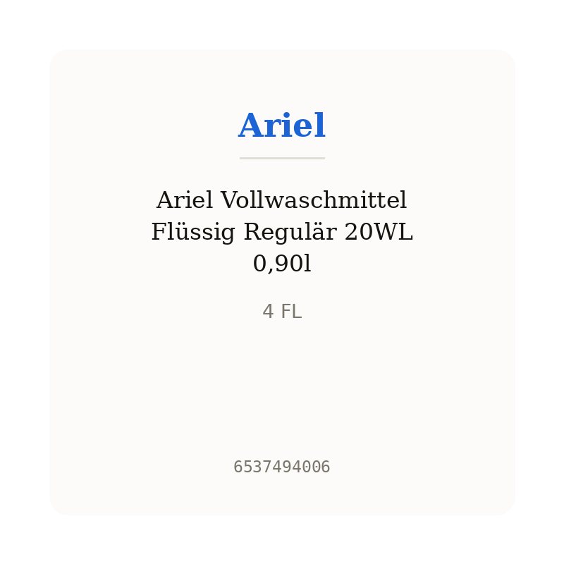 Ariel Vollwaschmittel Flüssig Regulär 20WL 0,90l