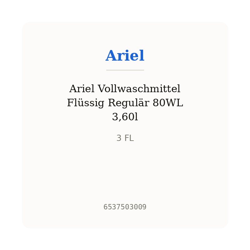 Ariel Vollwaschmittel Flüssig Regulär 80WL 3,60l