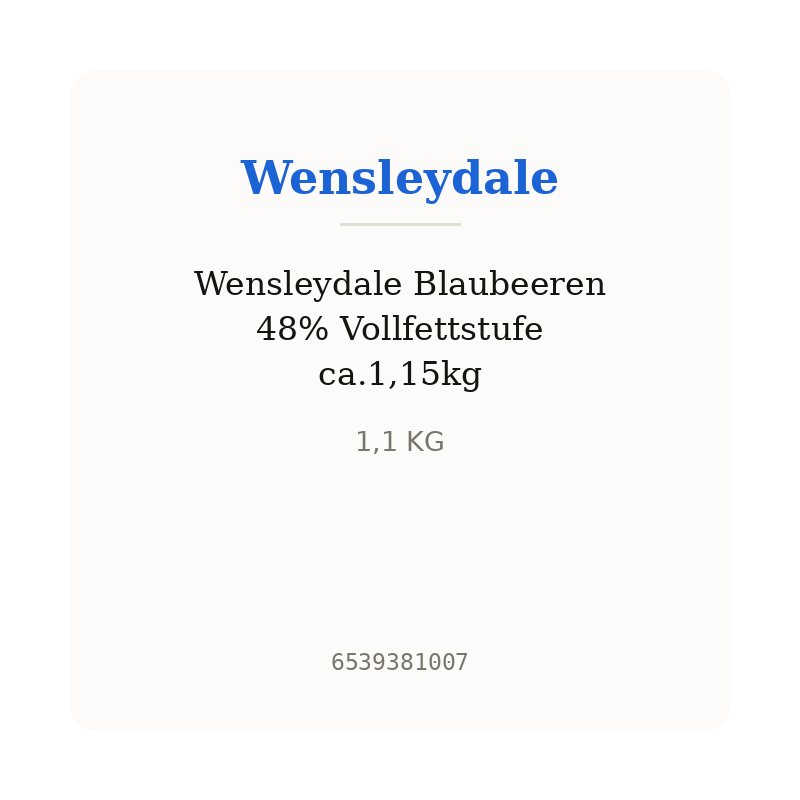 Wensleydale Blaubeeren 48% Vollfettstufe ca.1,15kg