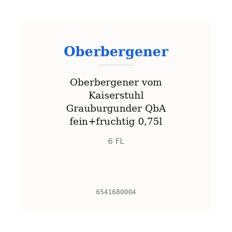 Oberbergener vom Kaiserstuhl Grauburgunder QbA fein+fruchtig 0,75l