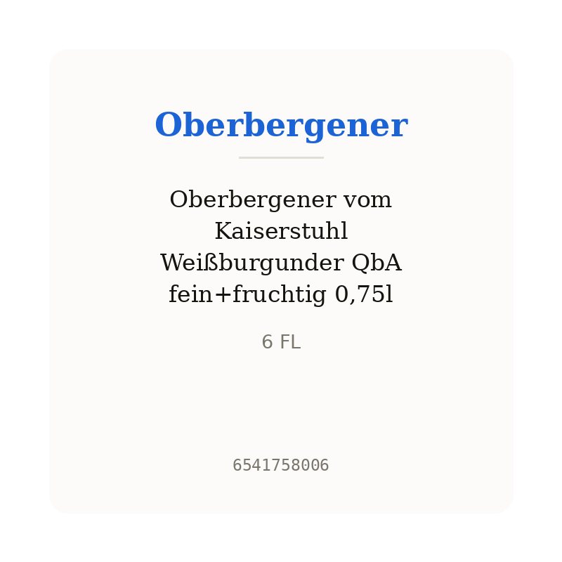 Oberbergener vom Kaiserstuhl Weißburgunder QbA fein+fruchtig 0,75l