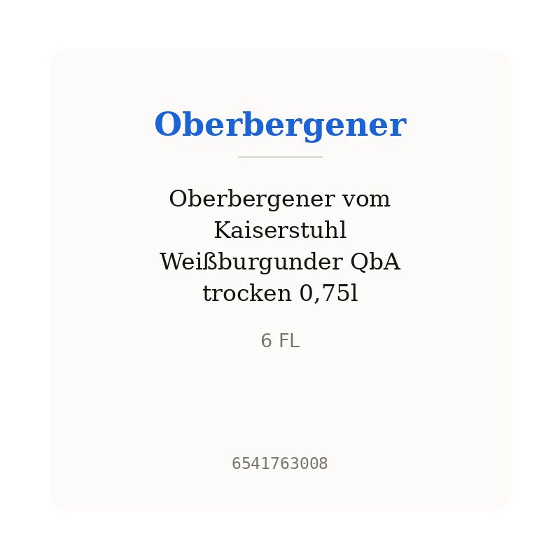 Oberbergener vom Kaiserstuhl Weißburgunder QbA trocken 0,75l