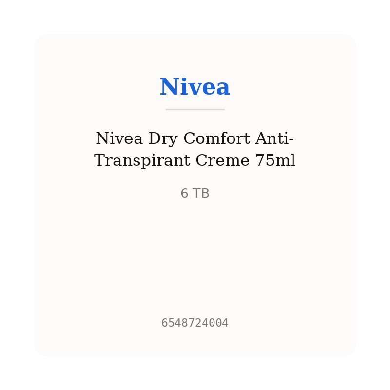 Nivea Dry Comfort Anti-Transpirant Creme 75ml