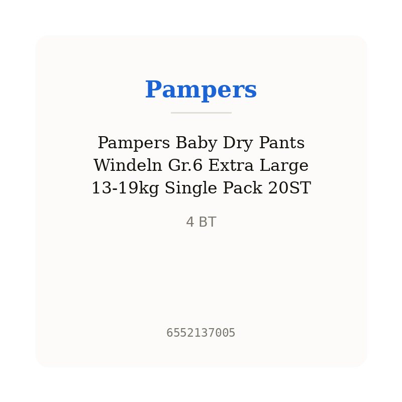 Pampers Baby Dry Pants Windeln Gr.6 Extra Large 13-19kg Single Pack 20ST
