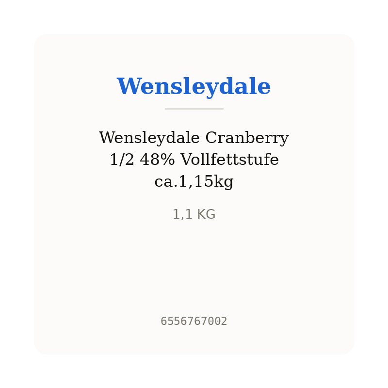 Wensleydale Cranberry 1/2 48% Vollfettstufe ca.1,15kg