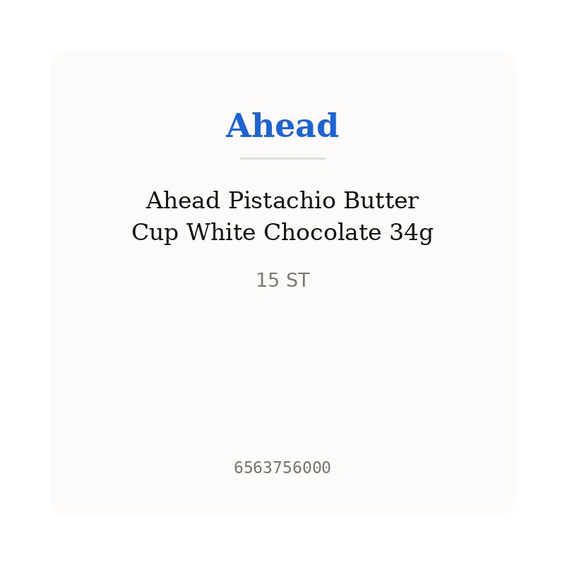 Ahead Pistachio Butter Cup White Chocolate 34g
