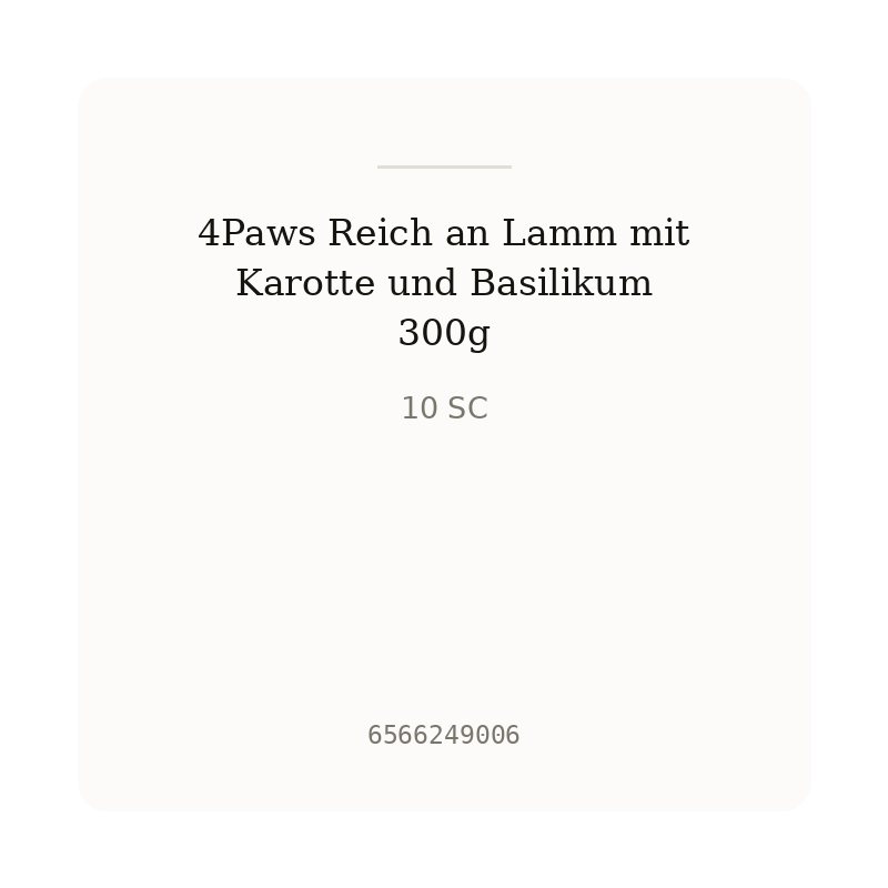 4Paws Reich an Lamm mit Karotte und Basilikum 300g