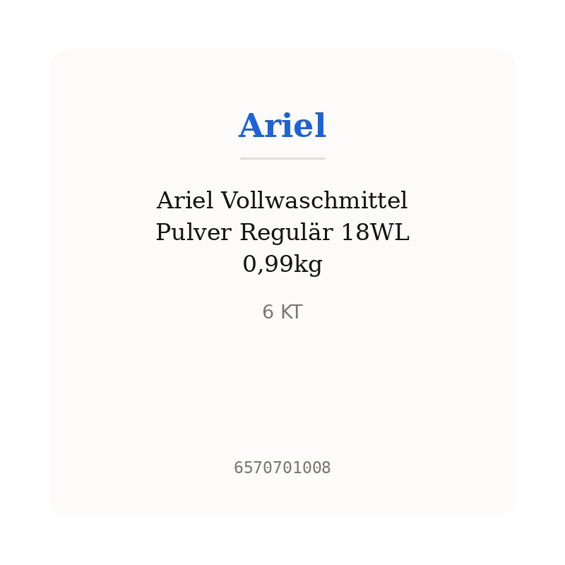 Ariel Vollwaschmittel Pulver Regulär 18WL 0,99kg