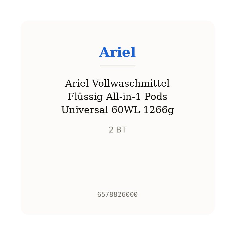 Ariel Vollwaschmittel Flüssig All-in-1 Pods Universal 60WL 1266g