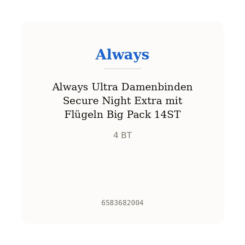 Always Ultra Damenbinden Secure Night Extra mit Flügeln Big Pack 14ST