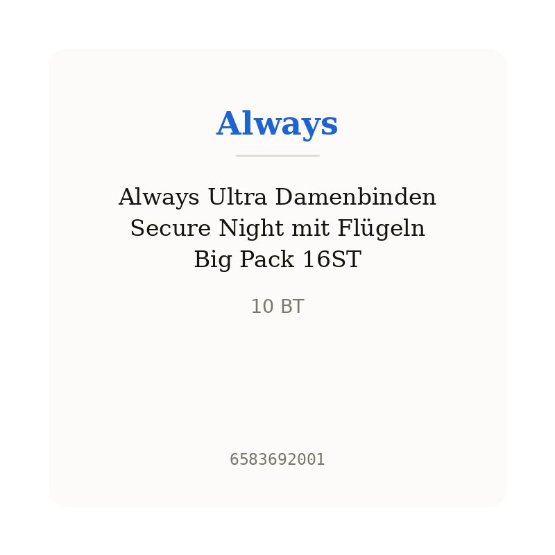 Always Ultra Damenbinden Secure Night mit Flügeln Big Pack 16ST