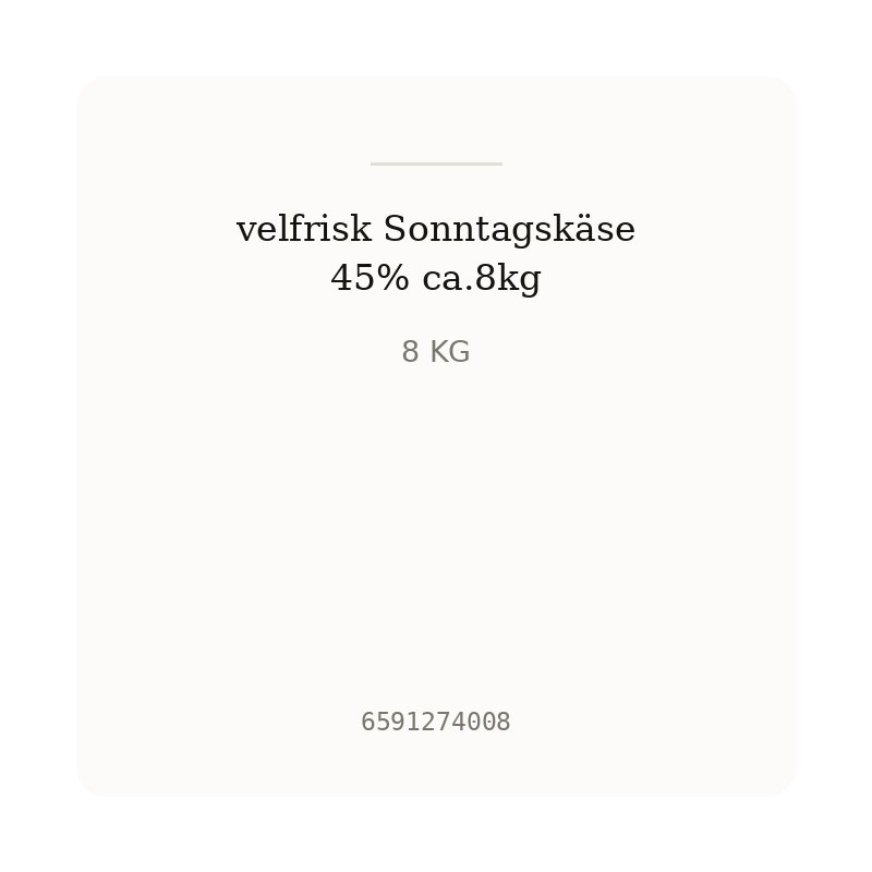 velfrisk Sonntagskäse 45% ca.8kg