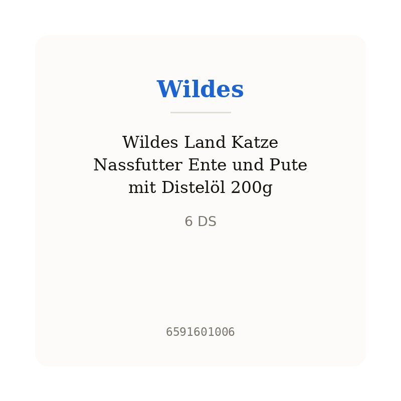 Wildes Land Katze Nassfutter Ente und Pute mit Distelöl 200g