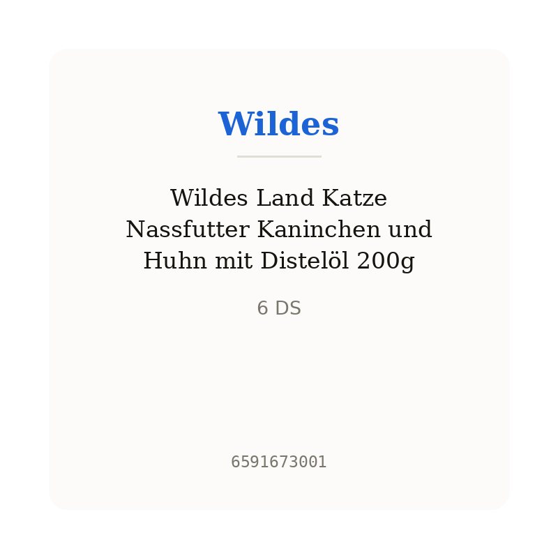 Wildes Land Katze Nassfutter Kaninchen und Huhn mit Distelöl 200g