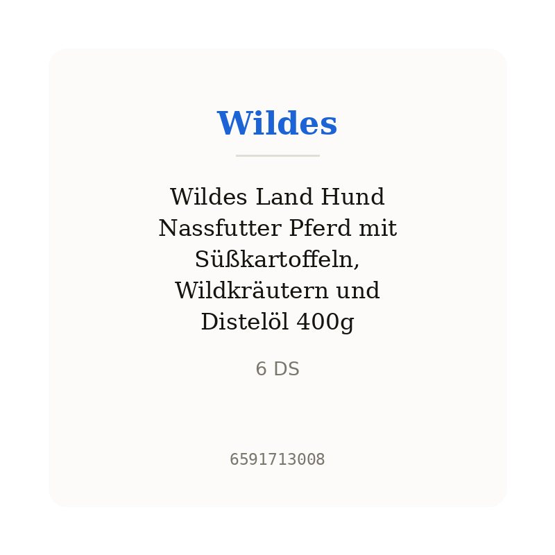 Wildes Land Hund Nassfutter Pferd mit Süßkartoffeln, Wildkräutern und Distelöl 400g