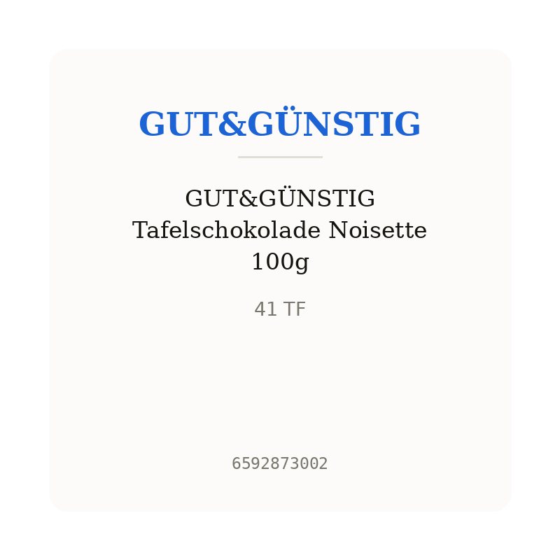 GUT&GÜNSTIG Tafelschokolade Noisette 100g