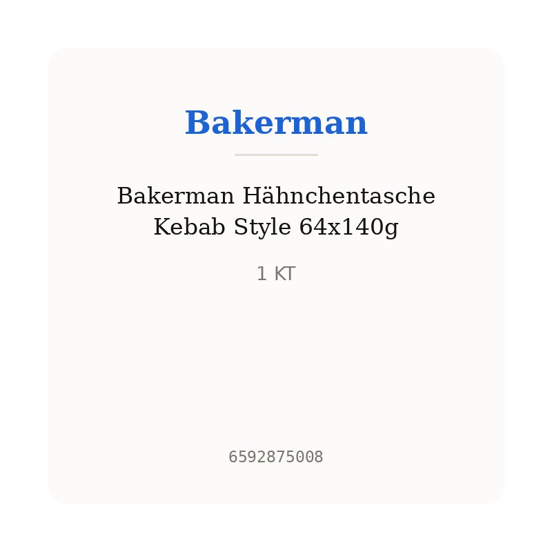 Bakerman Hähnchentasche Kebab Style 64x140g