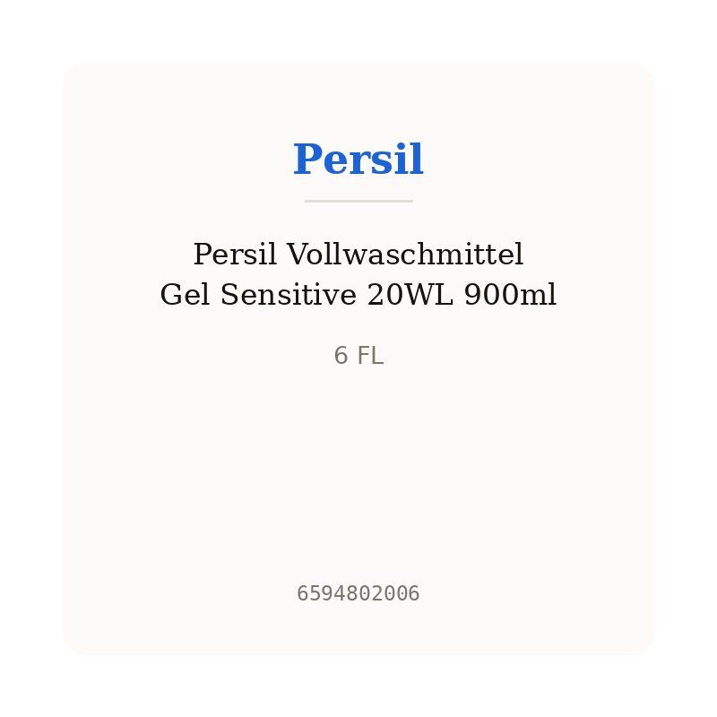Persil Vollwaschmittel Gel Sensitive 20WL 900ml