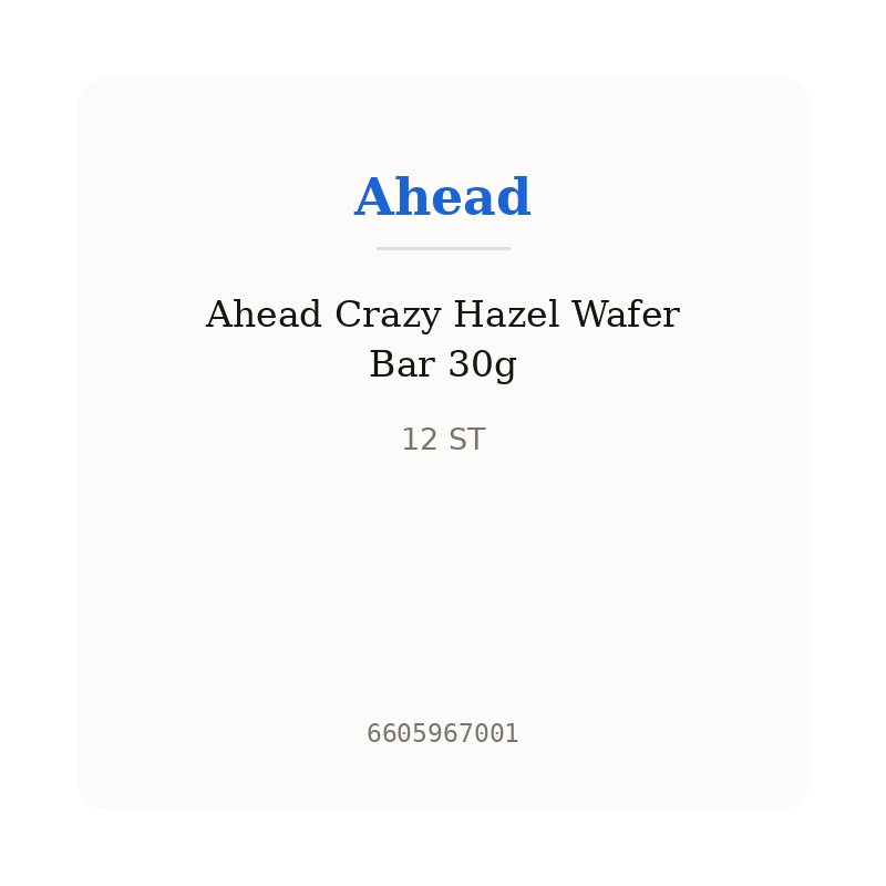 Ahead Crazy Hazel Wafer Bar 30g