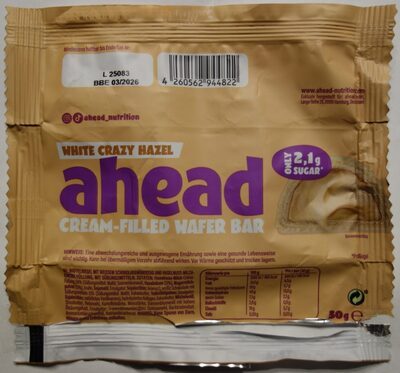 Ahead White Crazy Hazel Wafer Bar 30g