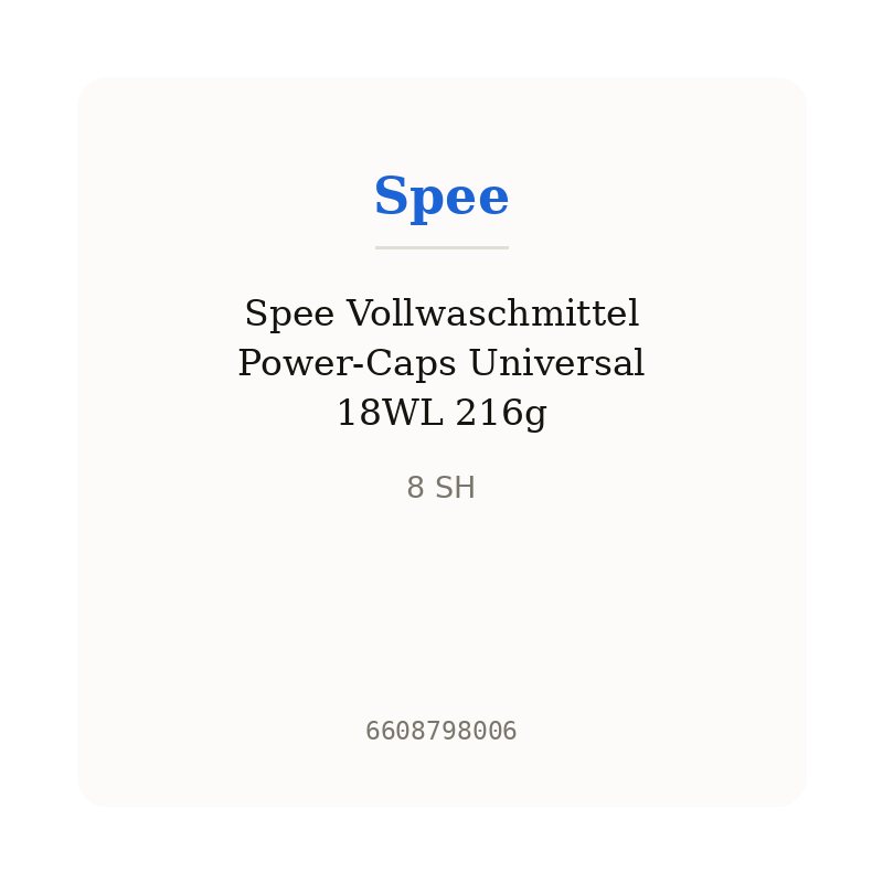 Spee Vollwaschmittel Power-Caps Universal 18WL 216g
