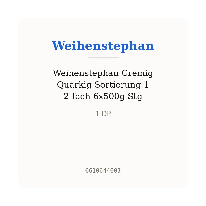 Weihenstephan Cremig Quarkig Sortierung 1 2-fach 6x500g Stg