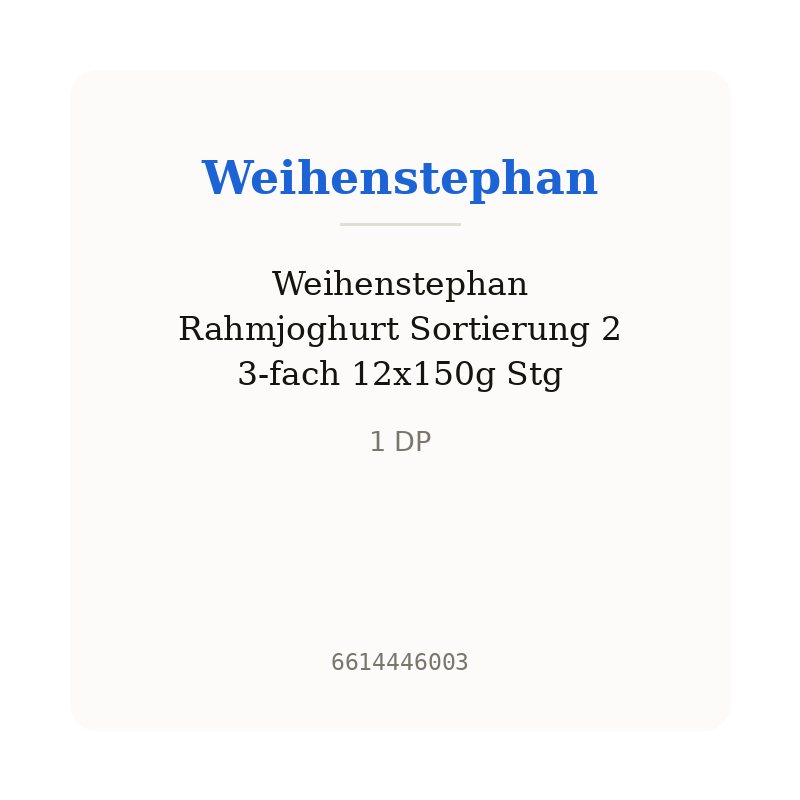 Weihenstephan Rahmjoghurt Sortierung 2 3-fach 12x150g Stg