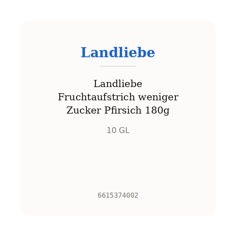 Landliebe Fruchtaufstrich weniger Zucker Pfirsich 180g