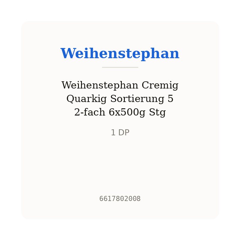 Weihenstephan Cremig Quarkig Sortierung 5 2-fach 6x500g Stg