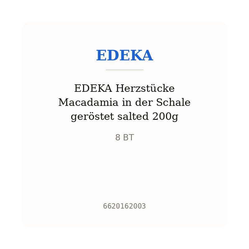 EDEKA Herzstücke Macadamia in der Schale geröstet salted 200g