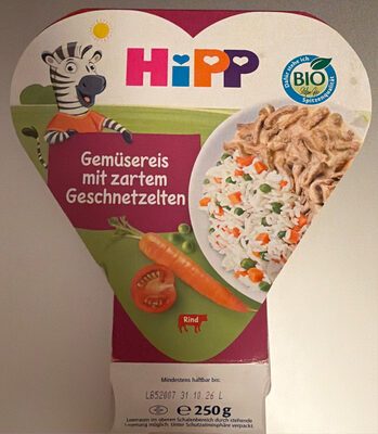Bio Hipp Gemüsereis mit zartem Geschnetzelten 250g