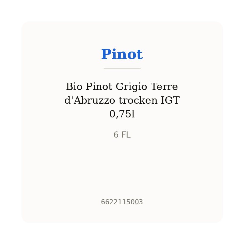 Bio Pinot Grigio Terre d'Abruzzo trocken IGT 0,75l