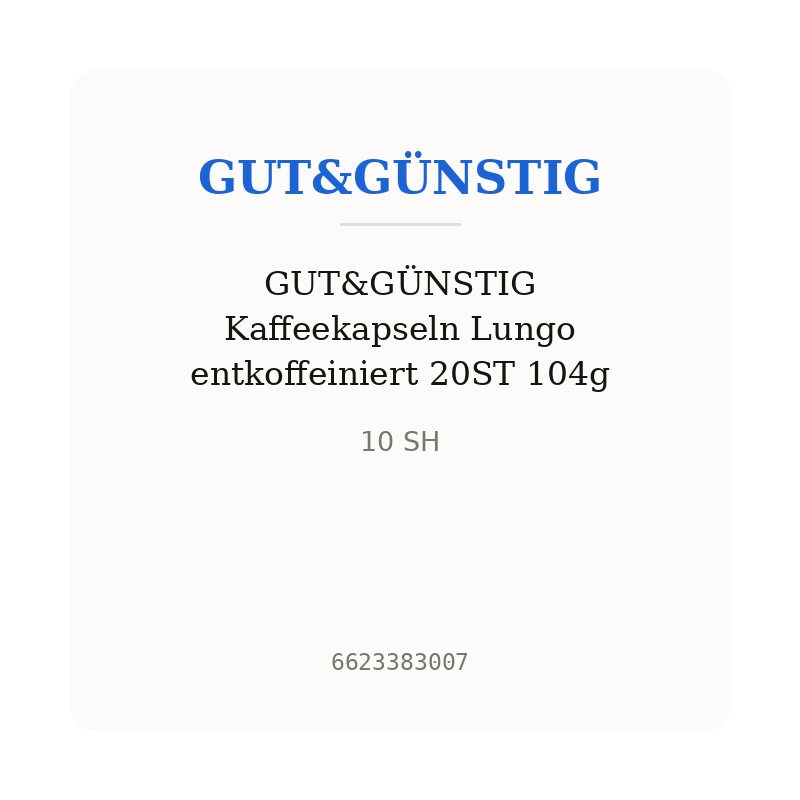GUT&GÜNSTIG Kaffeekapseln Lungo entkoffeiniert 20ST 104g