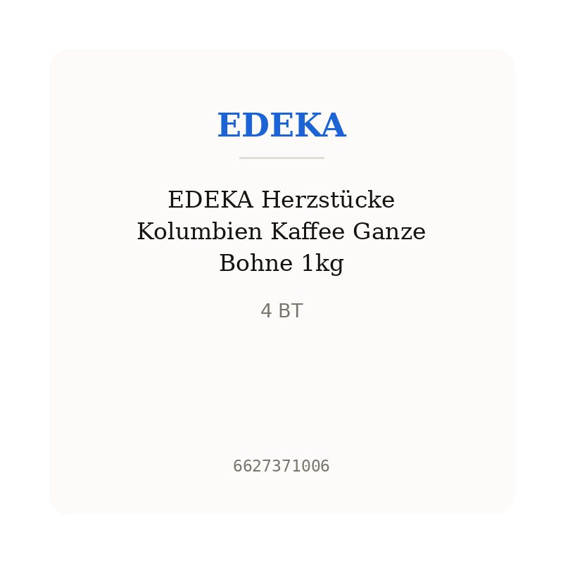 EDEKA Herzstücke Kolumbien Kaffee Ganze Bohne 1kg