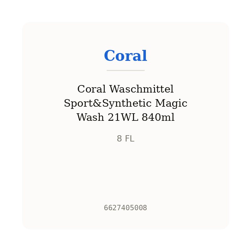 Coral Waschmittel Sport&Synthetic Magic Wash 21WL 840ml