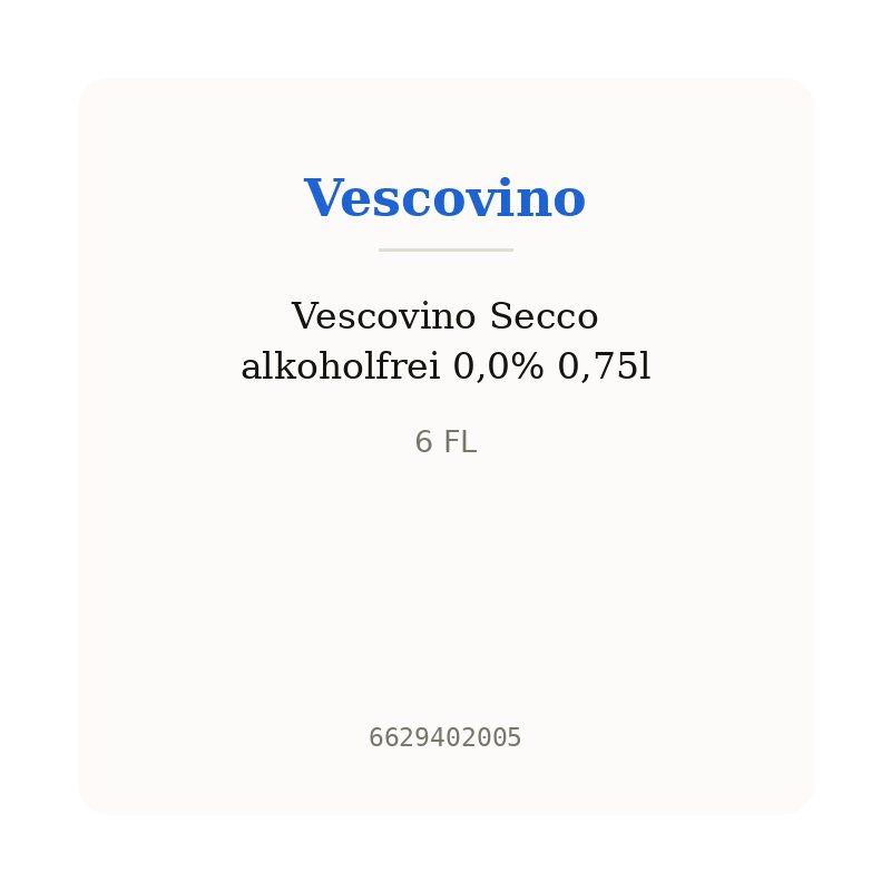 Vescovino Secco alkoholfrei 0,0% 0,75l