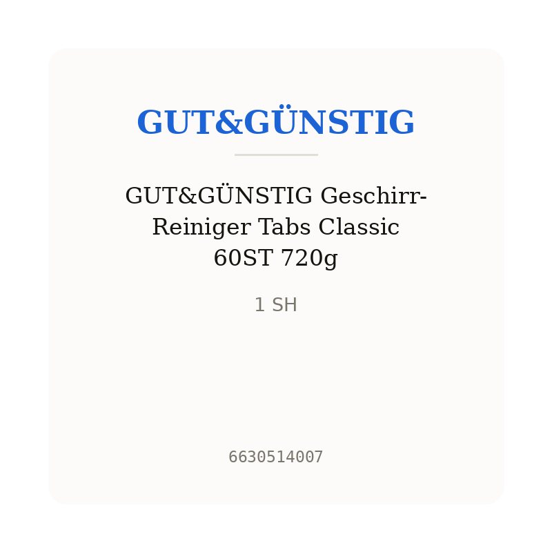 GUT&GÜNSTIG Geschirr-Reiniger Tabs Classic 60ST 720g