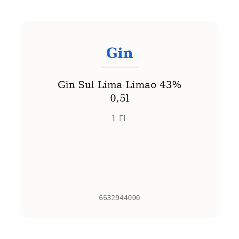 Gin Sul Lima Limao 43% 0,5l