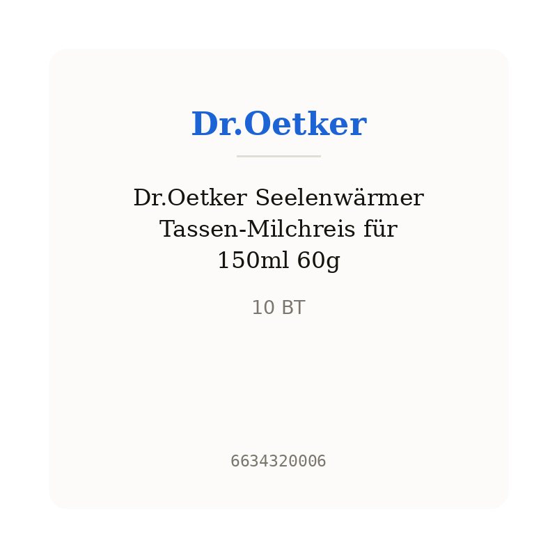 Dr.Oetker Seelenwärmer Tassen-Milchreis für 150ml 60g