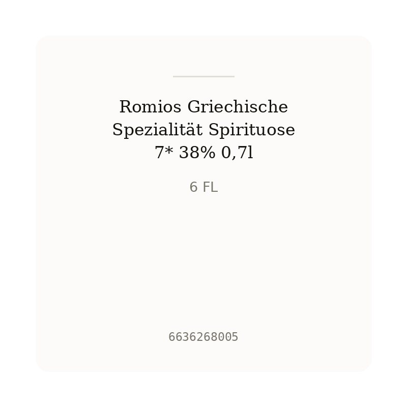 Romios Griechische Spezialität Spirituose 7* 38% 0,7l
