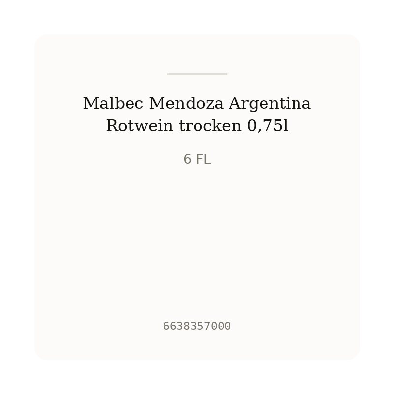 Malbec Mendoza Argentina Rotwein trocken 0,75l
