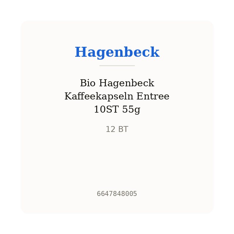 Bio Hagenbeck Kaffeekapseln Entree 10ST 55g