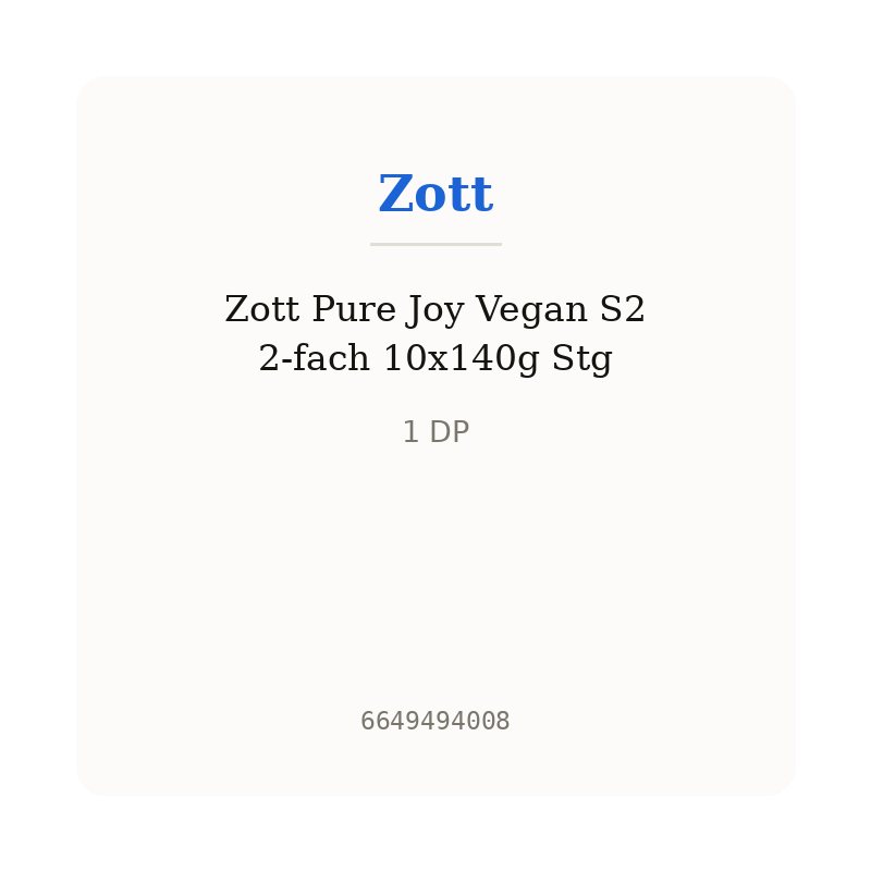 Zott Pure Joy Vegan S2 2-fach 10x140g Stg