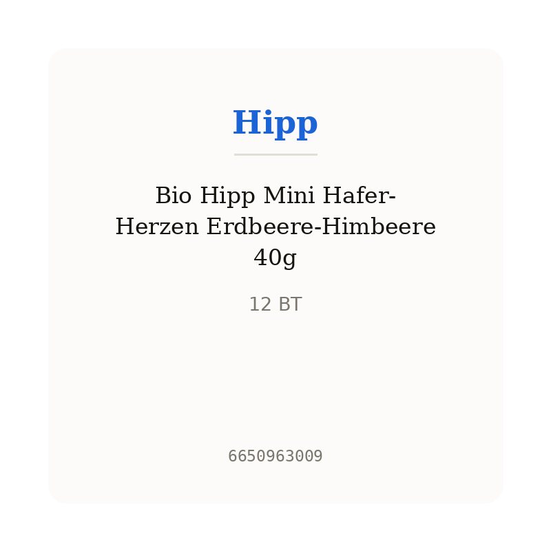 Bio Hipp Mini Hafer-Herzen Erdbeere-Himbeere 40g
